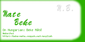 mate beke business card