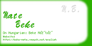 mate beke business card